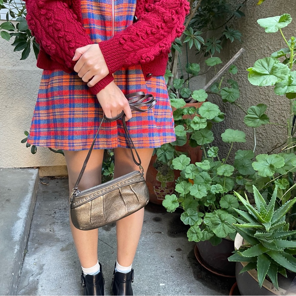 Vintage bronze/silver Brighton leather crossbody/clutch